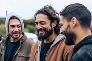 Three friends hanging out getting individual health care